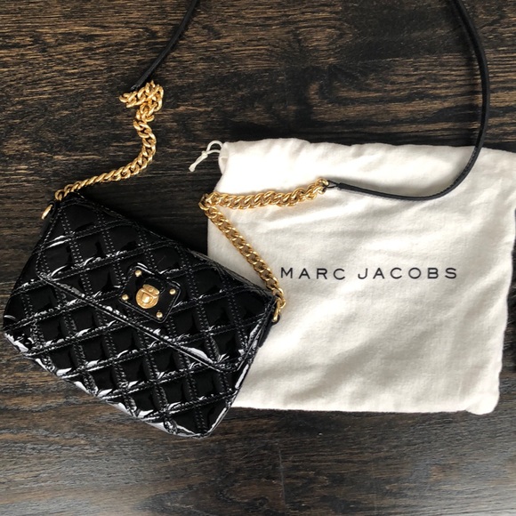 Marc Jacobs Black Patent Quilted Crossbody Bag